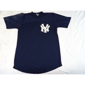 Vintage Official Licensed New York Yankees Polyester Boys T-Shirt Blue Size XL